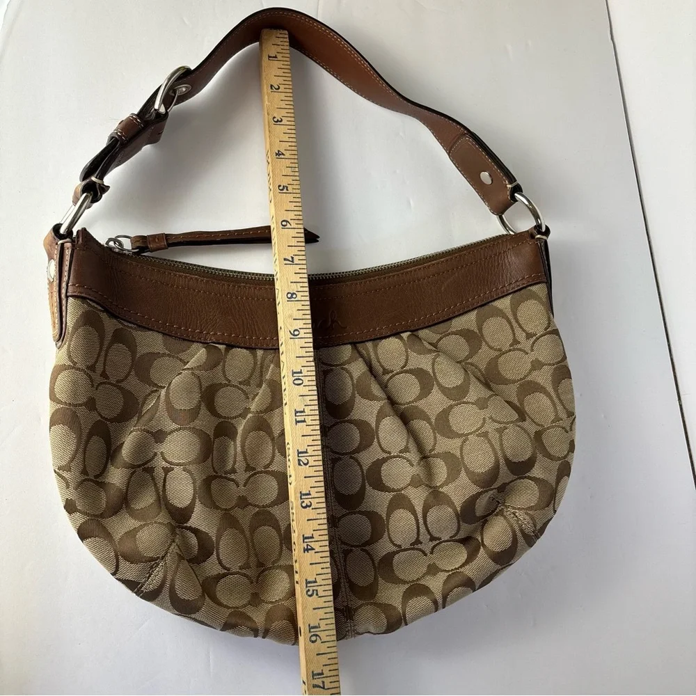 Coach Hobo Tan and Brown Signature Shoulder Bag Canvas Leather - Picture 12 of 12